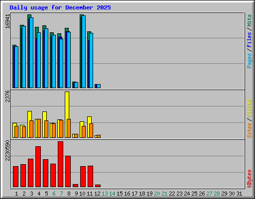 Daily usage for December 2025